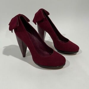 EUC Alice + Olivia Sz 36 Stacey Bendet Miranda Platform Heels Burgundy Suede